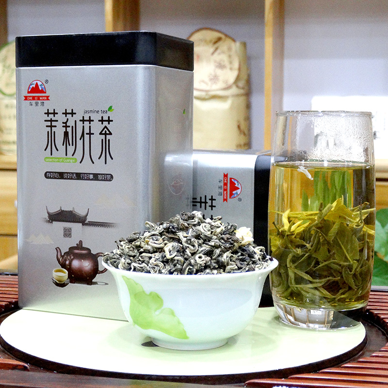 茉莉花茶 浓香特级茉莉玉螺版纳曲 广西横县茉莉花茶500g铁盒装 - 图3