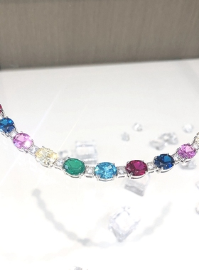 女925纯银彩色宝石度假风手链