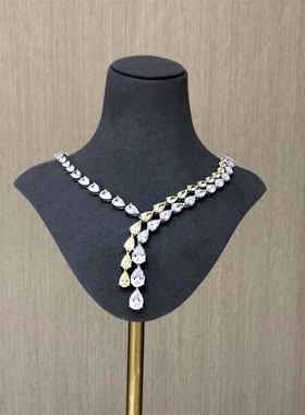 仿真祖母绿项链纯银材质满钻女式