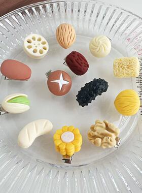 可爱食完发夹少女心碎发鸭嘴面条