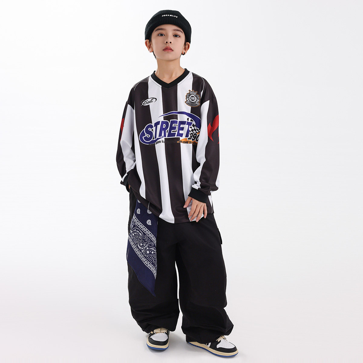 儿童街舞潮服套装男童条纹球衣少儿hiphop童装嘻哈潮牌街舞演出服,淘宝优惠券,粉丝福利购,淘宝优惠卷