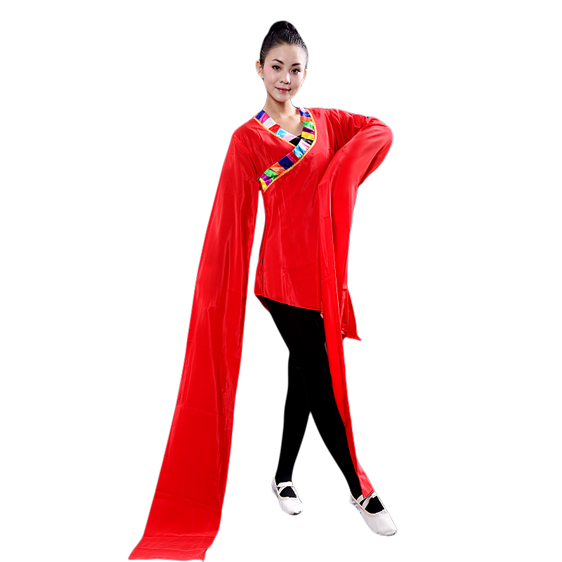 藏族锅庄舞蹈服装连体水袖练功服 芭缇蝶民族服装/舞台装