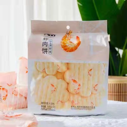 丫丫虾肉饼100g袋装雪米饼非油炸小吃零食独立包装膨化食品实惠 - 图0