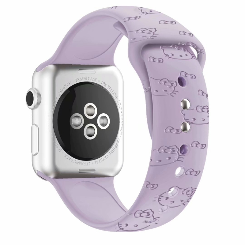 适用applewatch9硅胶手表带苹果iwatch5678SE粉色kitty卡通表带女 - 图2