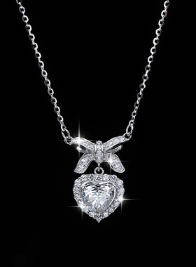 925银D色莫桑钻蝴蝶结项链