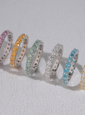 S925银D色VVS莫桑钻3mm戒指