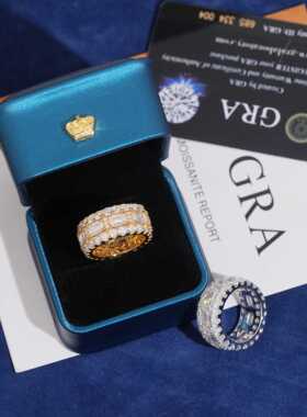 925银镶D色VVS莫桑钻戒指