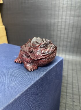 正宗印度小叶紫檀金蟾有钱挂件手把招财茶宠红木文玩挂件车摆车挂