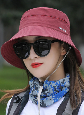 女运动遮脸盆帽渔夫帽百搭帽子