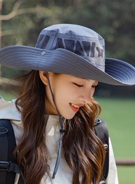 遮阳帽旅游登山女夏天大檐透气帽