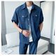 Ryder's matching fashionable loose soft denim suit summer men's thin short-sleeved shirt and pants two-piece set