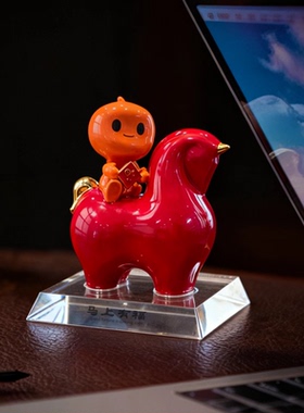 2026款淘公仔马年生肖陶瓷摆件红色喜庆新年礼物伴手礼福财双至