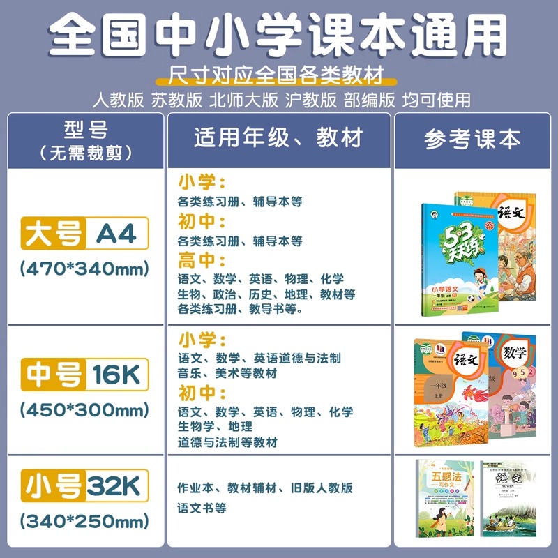 晨光包书皮磨砂自粘包书膜透明书本课本保护套书套小学一年级入学开学必备二三四五六初中生下册书壳A4书皮纸