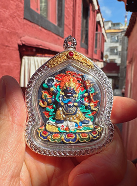 【藏玺物与悟/缘】藏银古法彩绘大黑天擦擦吊坠赠挂绳 西藏直发