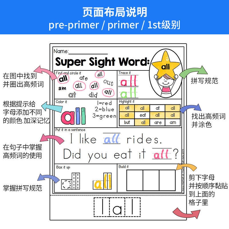 【英语高频词练习】五级220个 sight words练习题专项强化作业纸 - 图0