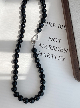 黑色珠子玛瑙项链夏日百搭通勤