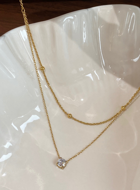 双层单钻项链2024新款