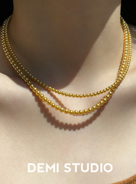 浅金色米粒珠珍珠项链