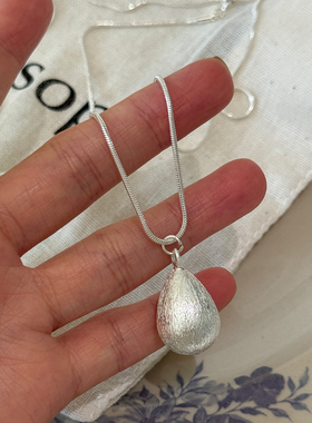大米饰品】ins风简约银色水滴吊坠抽拉项链长款休闲高级感毛衣链