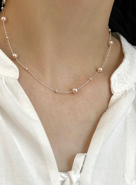 大米饰品】一款两戴玫瑰曼塔珍珠吊坠锁骨链高级精致颈链气质项链