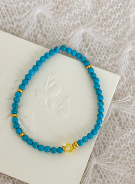 大米饰品】新中式国风复古绿松石拼黄水晶手链串珠轻奢小众手串女