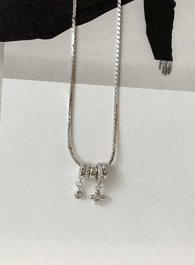 大米饰品】幸运星环吊坠锆石项链小众锁骨链轻奢高级感颈链配饰