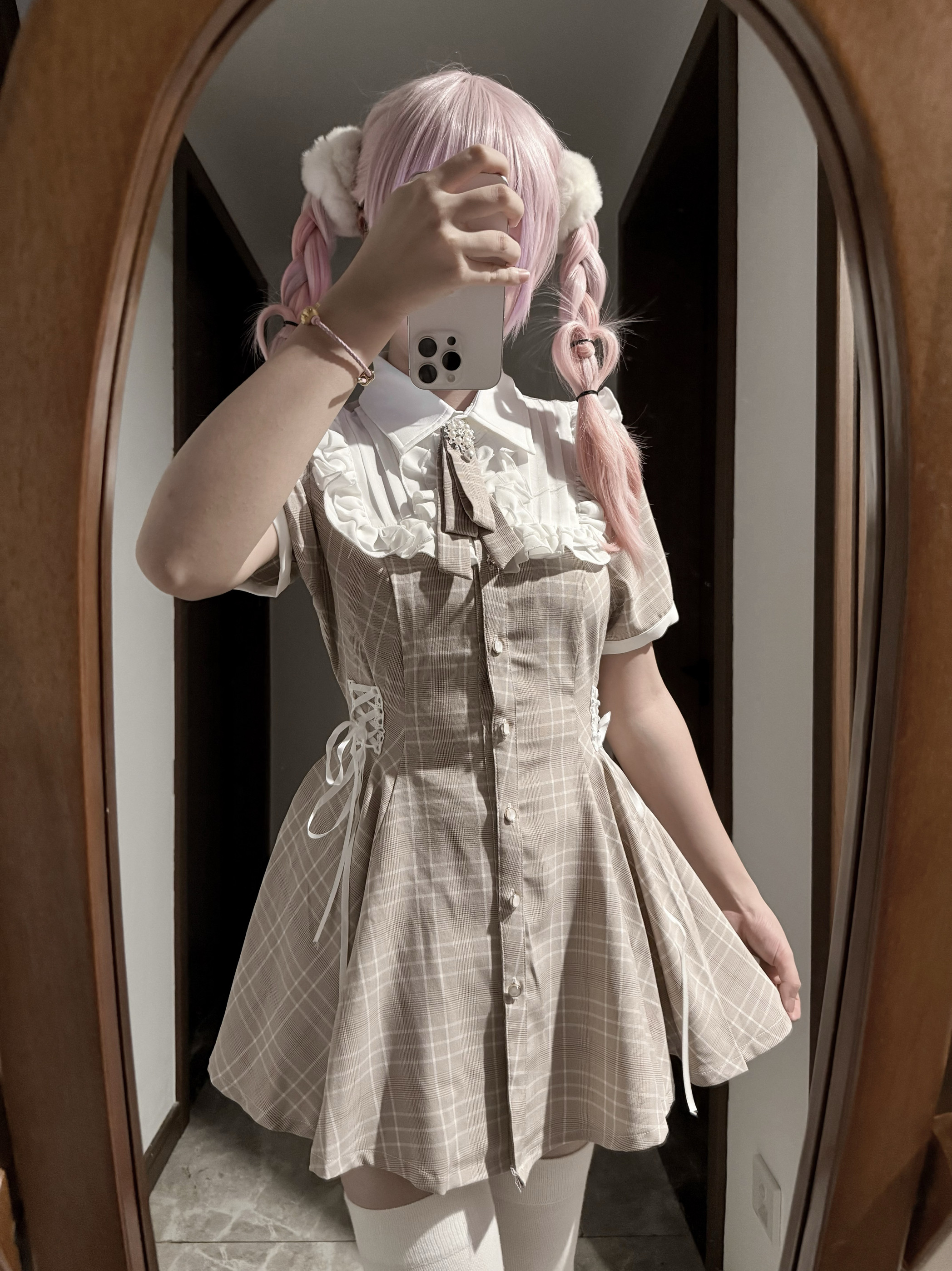 Kanna原创套装 条纹 粉格 黑色 黑格 量产型 蕾服【工期15天】,淘宝优惠券,粉丝福利购,淘宝优惠卷