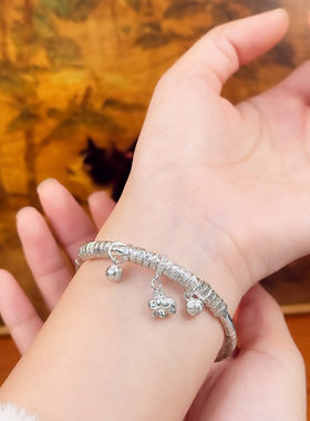 9999纯银国风吉象南盘缠手镯礼物