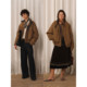 Unvesno (UN) Barn style retro washed and faded leather collar spliced short-profile cotton jacket to keep warm Unvesno (UN) Barn style retro washed and faded leather collar spliced short-profile cotton jacket to keep warm