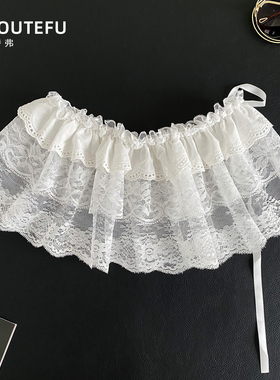 法式蕾丝屁帘女叠穿遮臀裙帘