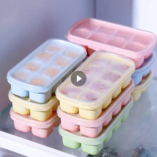 Silicone Ice Cube Mould With DIY Lid 8 Grid Soft Bottom Ice - 图1