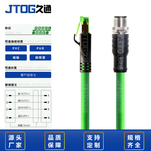 Profinet M12转RJ45工业以太网EtherCAT网线EtherCat总线EtherNet - 图0