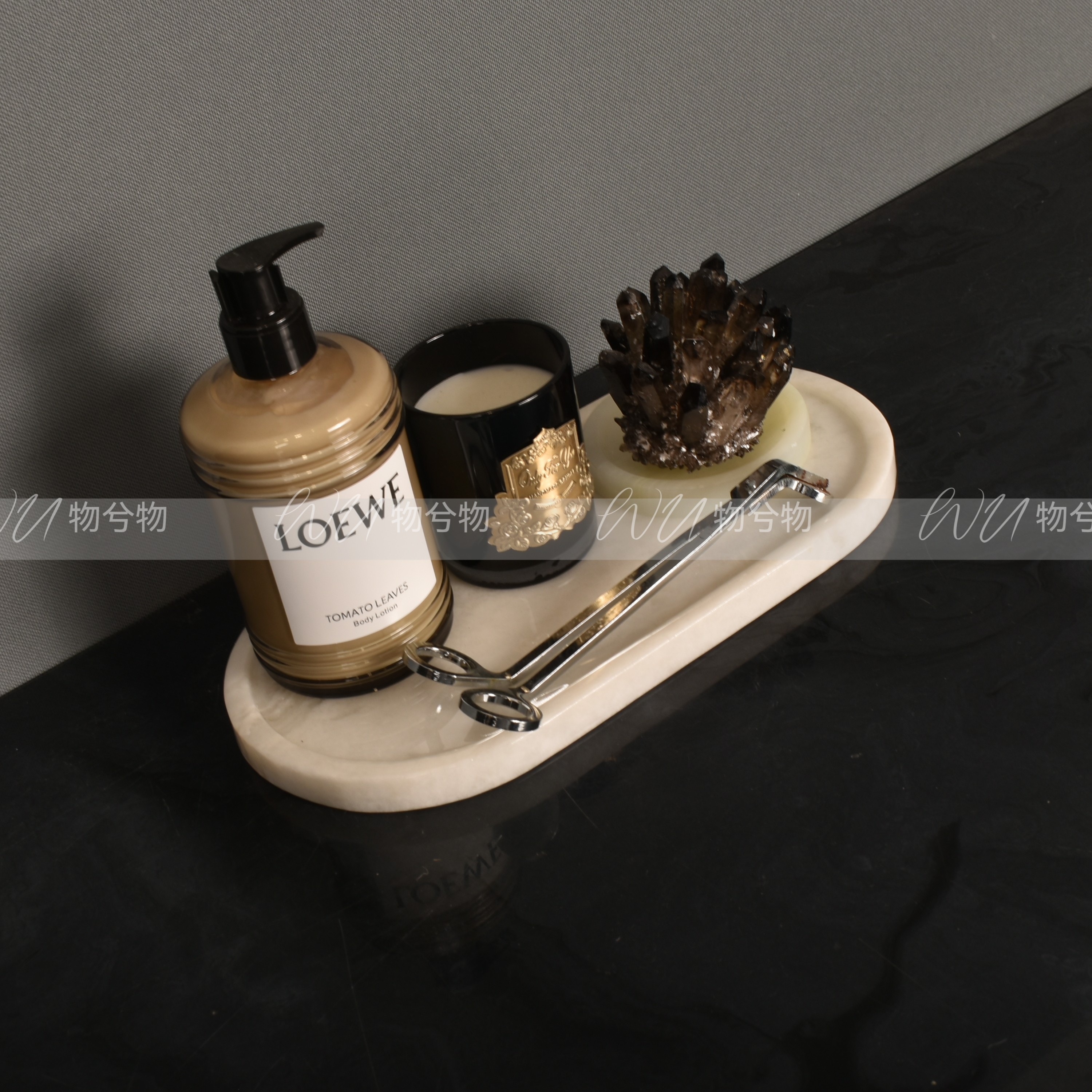 WU 物兮物 现代轻奢样板间卫生间台面香薰蜡烛卫浴托盘装饰品摆件,淘宝优惠券,粉丝福利购,淘宝优惠卷