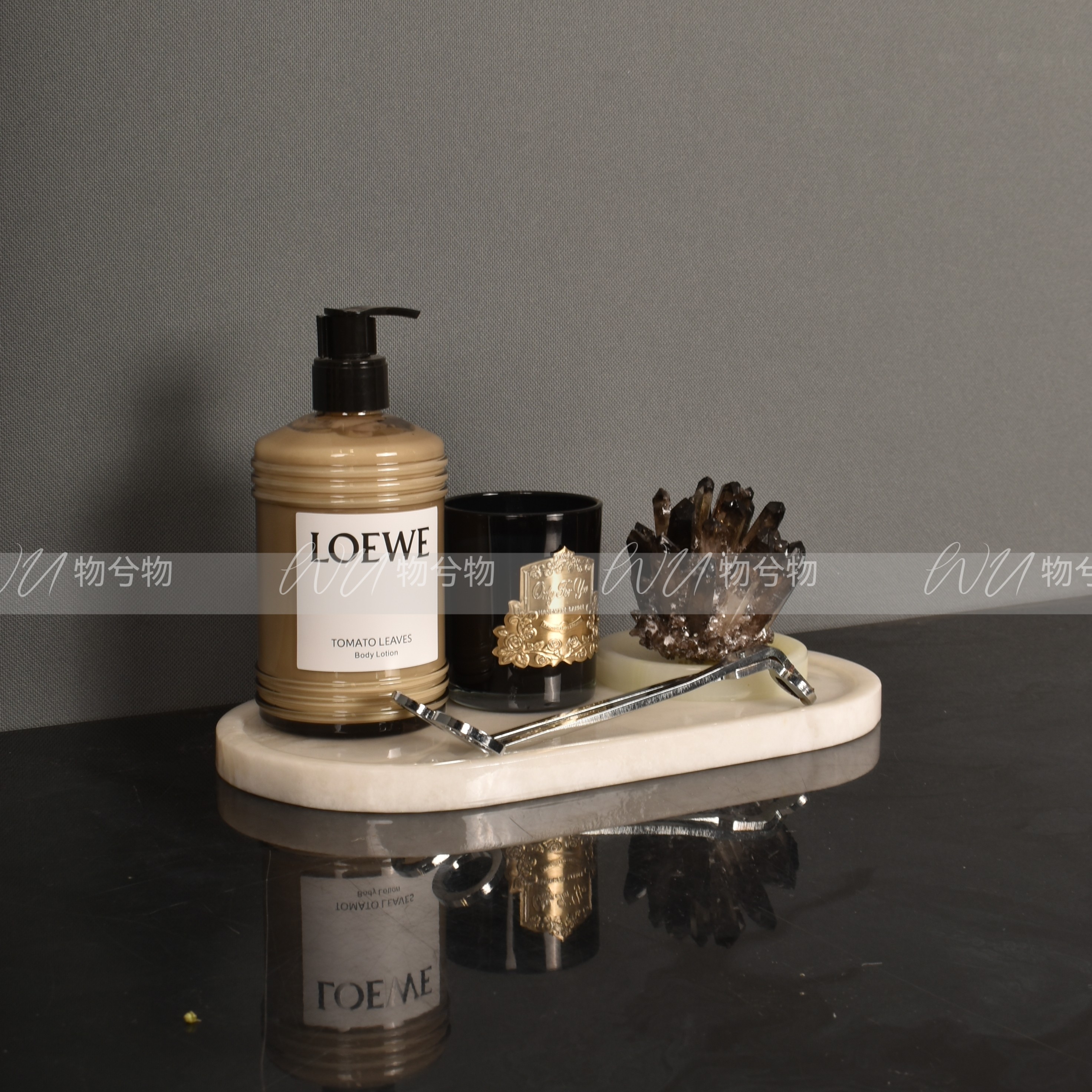 WU 物兮物 现代轻奢样板间卫生间台面香薰蜡烛卫浴托盘装饰品摆件,淘宝优惠券,粉丝福利购,淘宝优惠卷