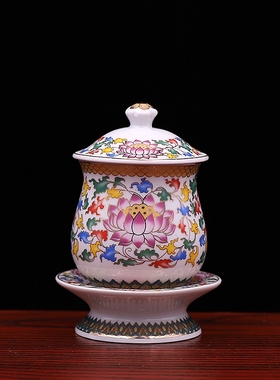 陶瓷水杯唐彩鎏金无字陶瓷供水杯