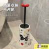 Three-piece bathroom toilet brush set, cute special round head, no dead ends, long handle toilet brush cleaning set
