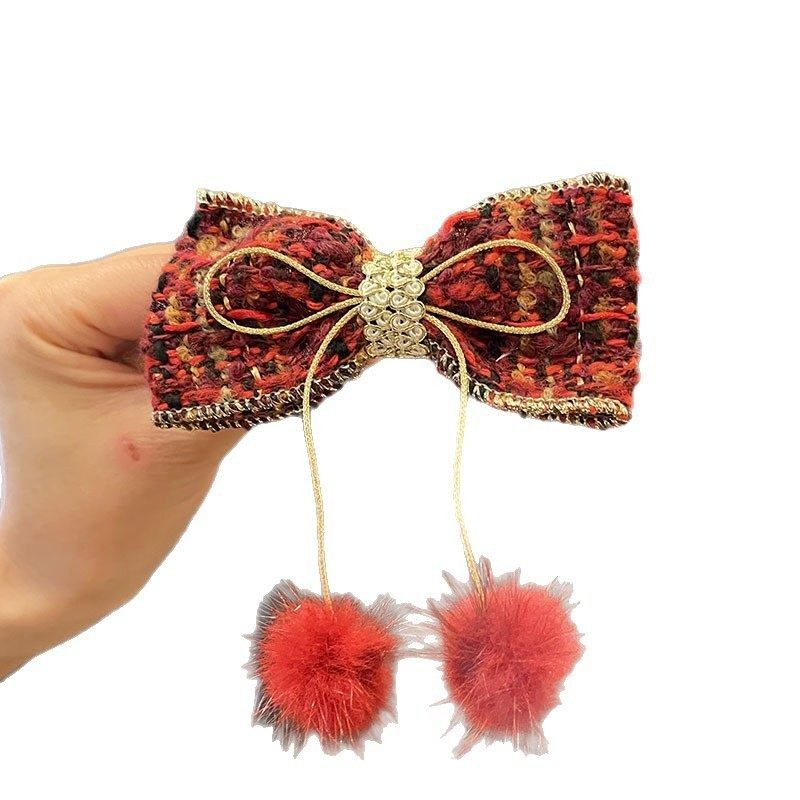 儿童红色发卡小香风蝴蝶结发夹顶夹过年头饰女童喜庆新年公主发饰,淘宝优惠券,粉丝福利购,淘宝优惠卷