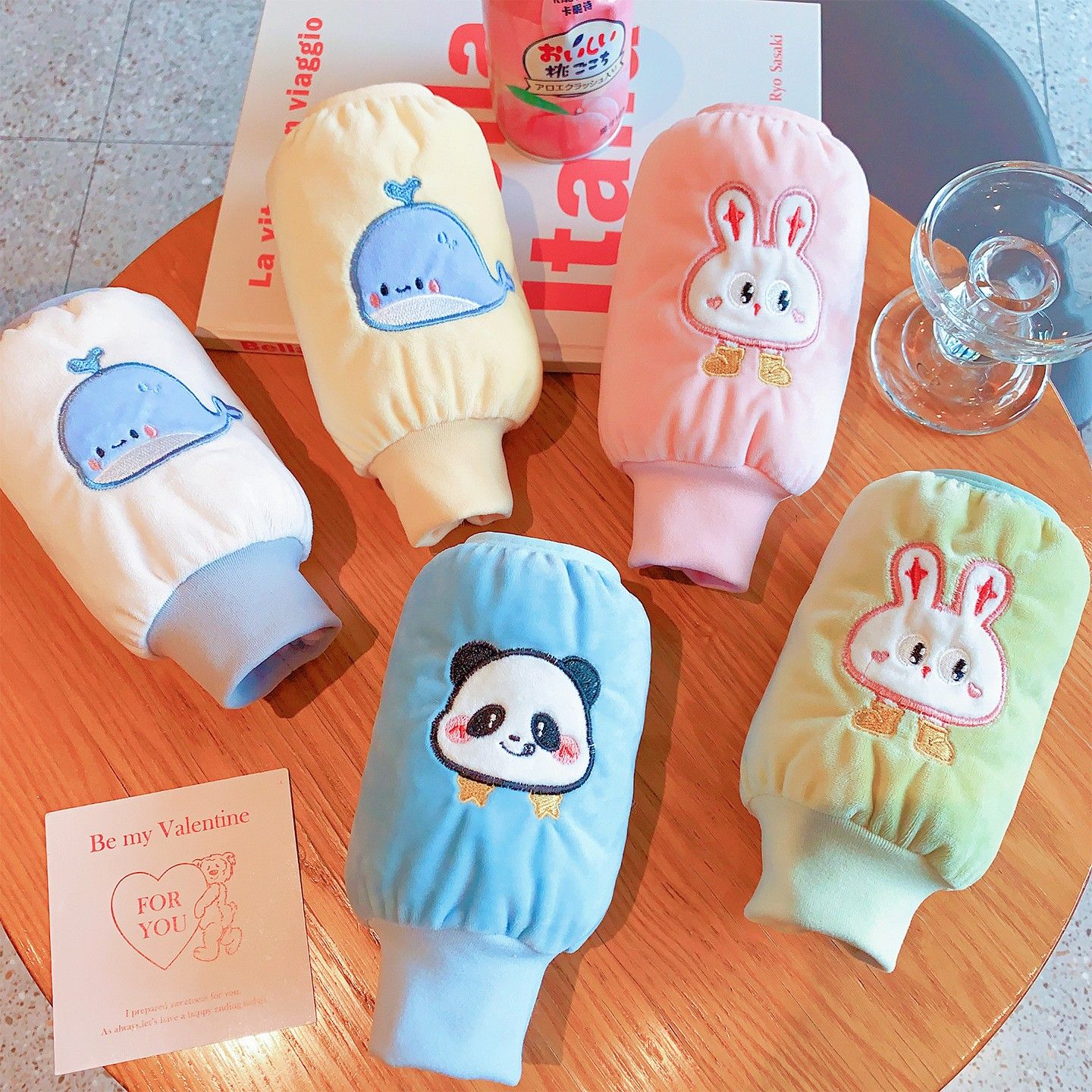 儿童袖套男童女孩秋冬季保暖护袖手袖宝宝防脏防污可爱中长款袖套 - 图0