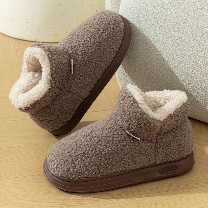 厚底包跟棉拖鞋冬季新款室内保暖加绒加厚棉鞋外穿情侣毛毛鞋棉靴 - 图3