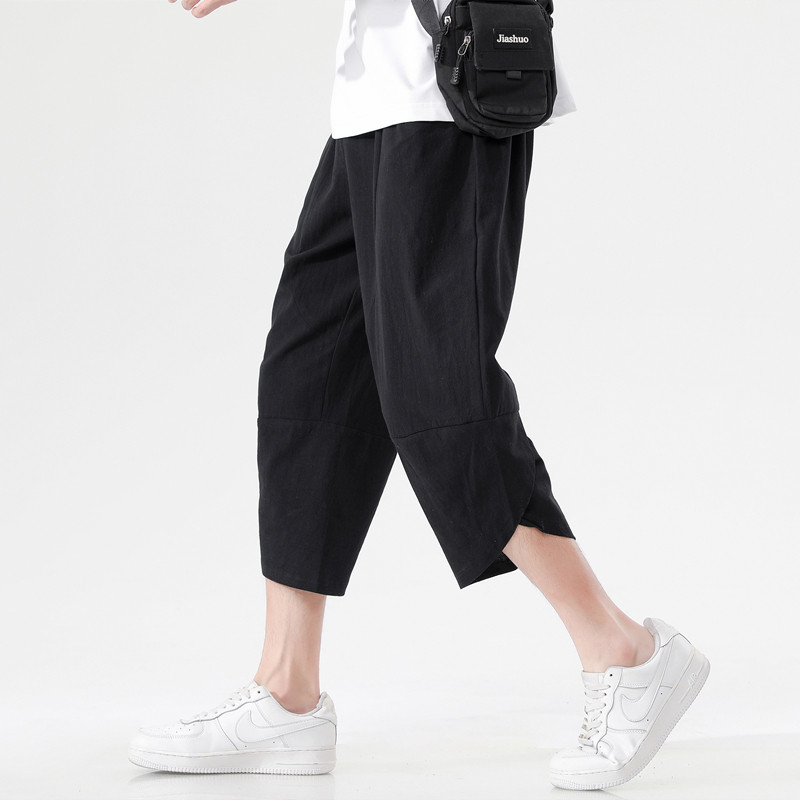 夏季中国风宽松短裤男古风唐装哈伦休闲裤薄款大码七分裤沙滩裤,淘宝优惠券,粉丝福利购,淘宝优惠卷