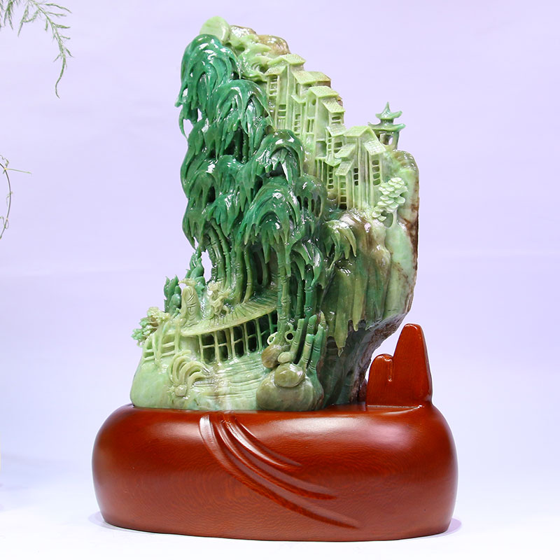 涵韵珠宝南阳独山玉摆件节节高升天然玉石工艺品家居客厅卧室摆放