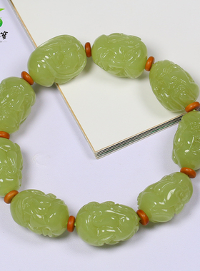 涵韵珠宝和田玉手串罗汉头手链玉罗汉手串天然玉石节日礼物