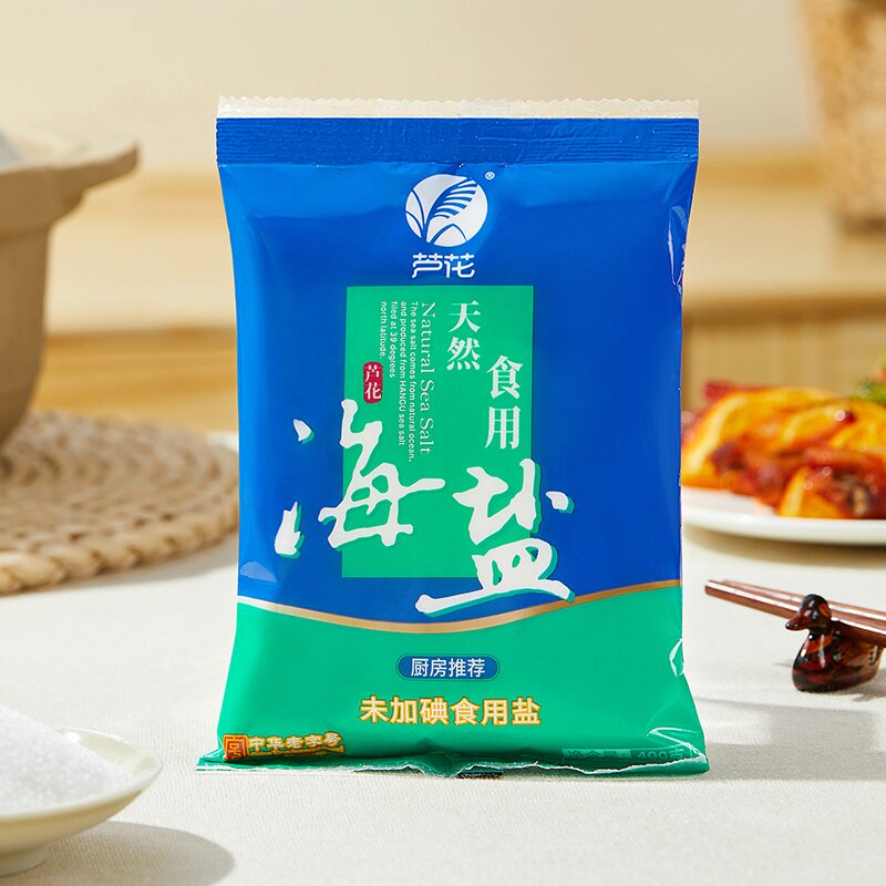 【天天特卖】芦花牌天然海盐食用盐不加碘不加抗结剂400g*6 - 图1