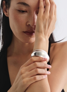 ewest 果壳素银手镯女小众原创设计感新款镯子拉砂百搭气质手饰