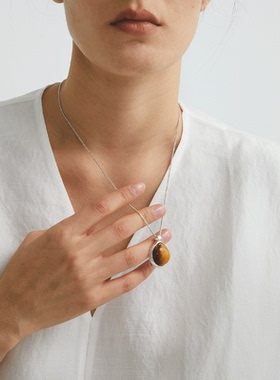 ewest 虎眼石经典吊坠女轻奢高级感叠戴颈链古风新款百搭原创项坠