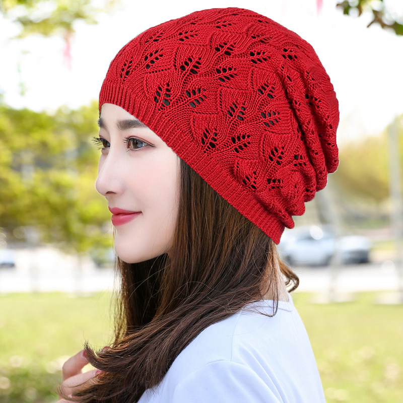 春秋帽子女士毛线帽镂空单层针织帽网眼套头帽薄款包头帽遮白发帽,淘宝优惠券,粉丝福利购,淘宝优惠卷