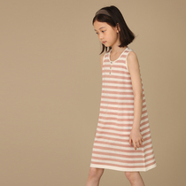 Hateeth Childrens Clothing 23 Summer New Products Pro-Skin Wool Striped Knit Dress Parent-at-home Casual Vests Dress Woman