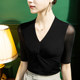 ເສື້ອຍືດຄໍ V-neck ຂອງແມ່ຍິງ, ກະທັດຮັດແລະ stylish