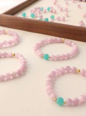 紫锂辉天河石手串显白 紫色串珠手链 原创设计