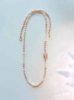 百搭超仙樱花粉珍珠饰品天然石串珠项链手工作品锁骨链轻奢小众